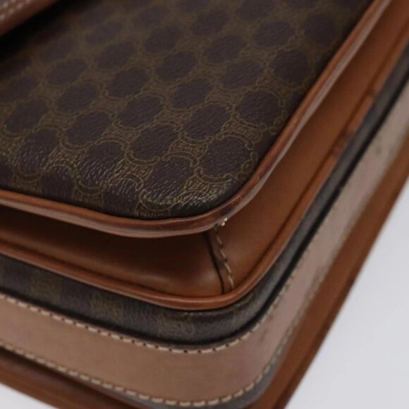 CELINE Macadam Canvas Shoulder Bag PVC Leather Brown Gold Auth 116316 - Picture 3 of 16